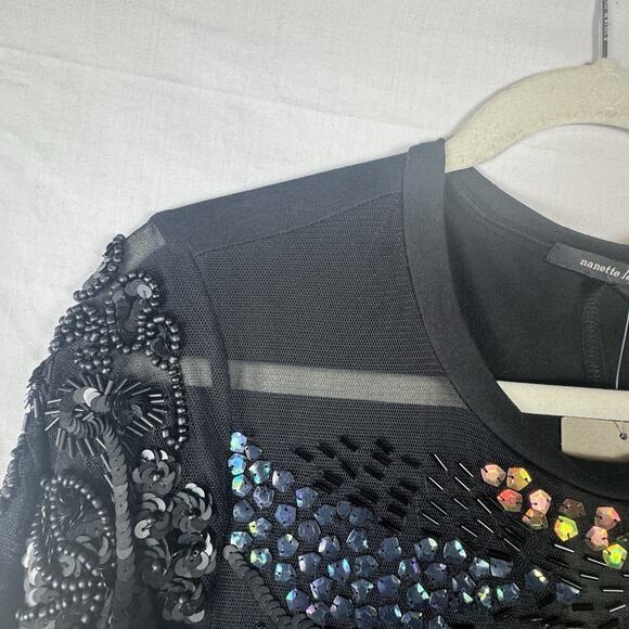 Anthropologie Nanette Lepore XS Beaded Short Sleeve Top NWT Designer - Picture 9 of 10